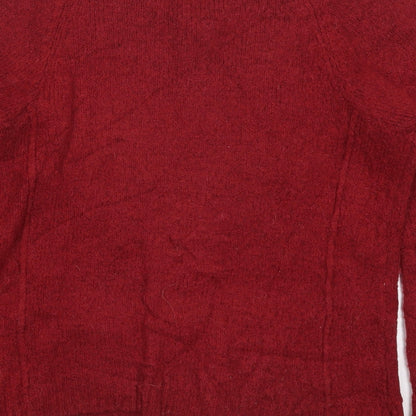 YFL Reserved Womens Red Round Neck  Acrylic Pullover Jumper Size S