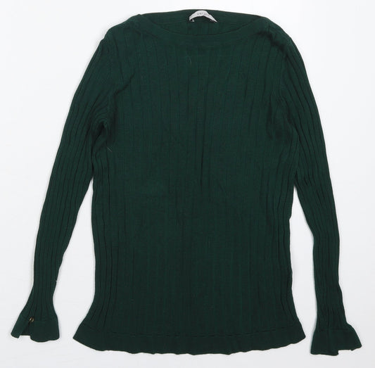 Marks and Spencer Womens Green Crew Neck  Viscose Pullover Jumper Size 8