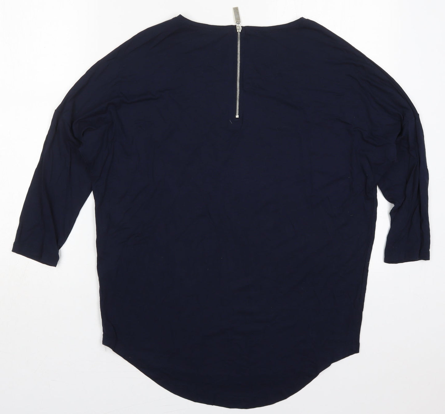 Select Womens Blue  Viscose Basic T-Shirt Size 12 Round Neck