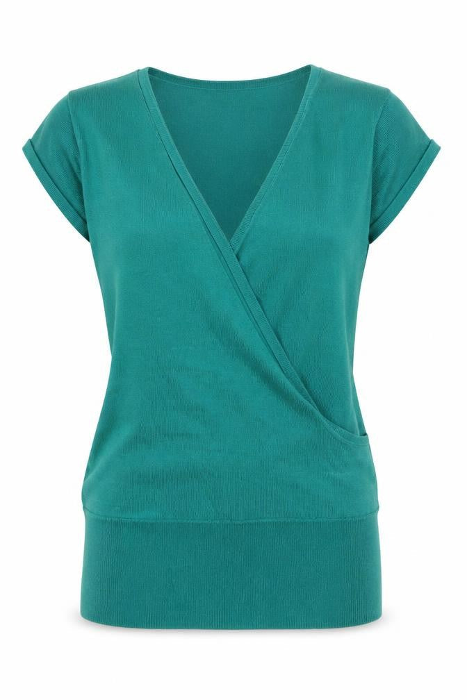 Monsoon Womens Green V-Neck  Cotton Pullover Jumper Size 8