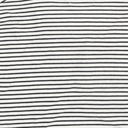 Pull&Bear Womens White Scoop Neck Striped Acrylic Pullover Jumper Size S   - Cropped