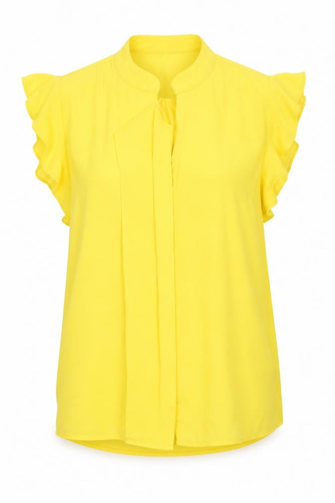 Oasis Womens Yellow  Polyester Basic Button-Up Size 14 Roll Neck