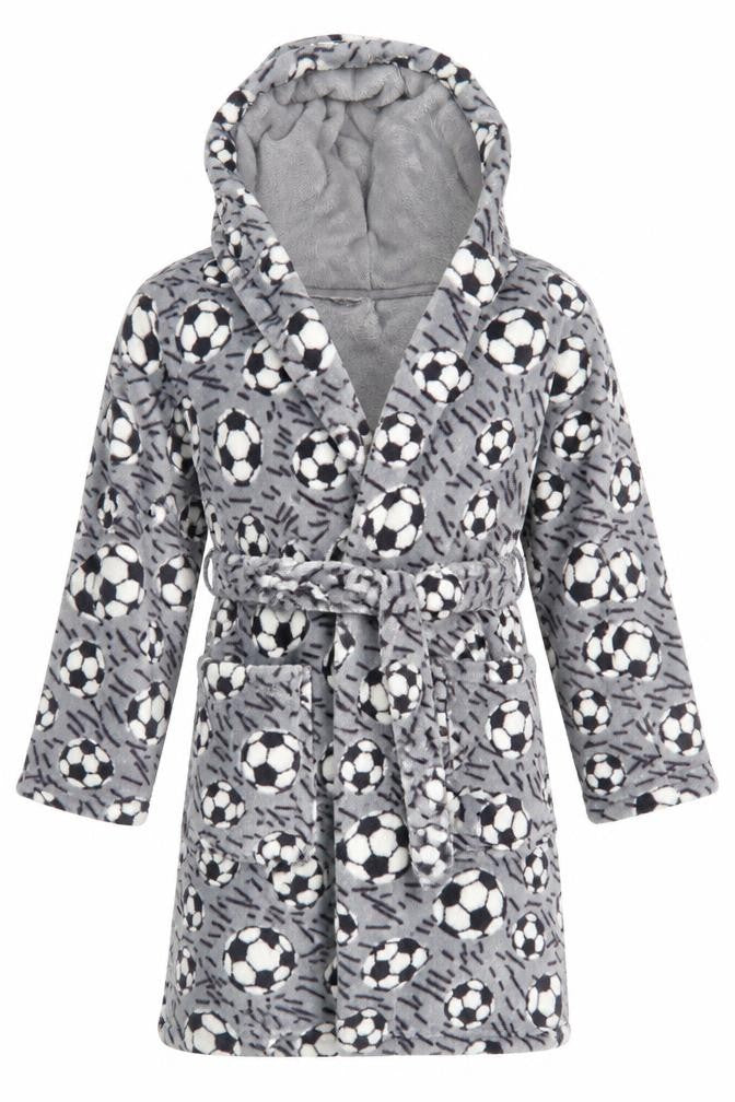 Dunnes Boys Grey Geometric 100% Polyester  Robe Size 3-4 Years   - Football