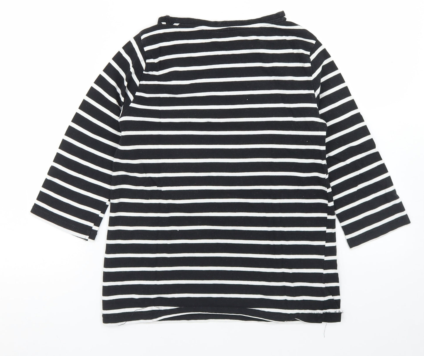 Dunnes Stores Womens Black Striped Cotton Basic T-Shirt Size S Crew Neck