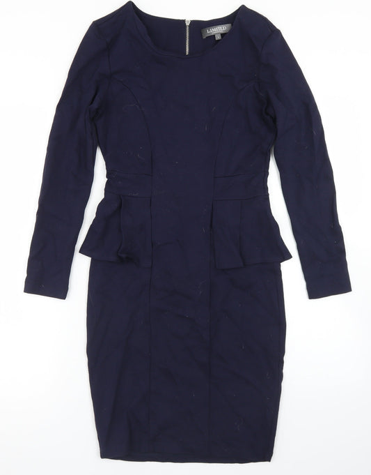 Limited Collection Womens Blue  Viscose Pencil Dress  Size 6  Crew Neck