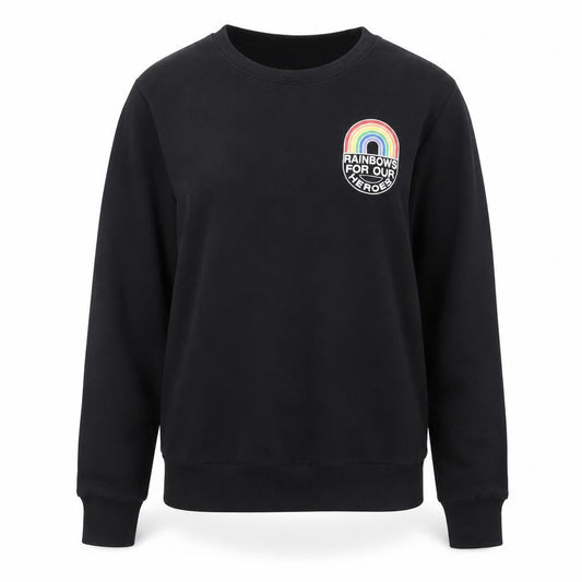 F&F Womens Black  Cotton Pullover Sweatshirt Size S   - Rainbows