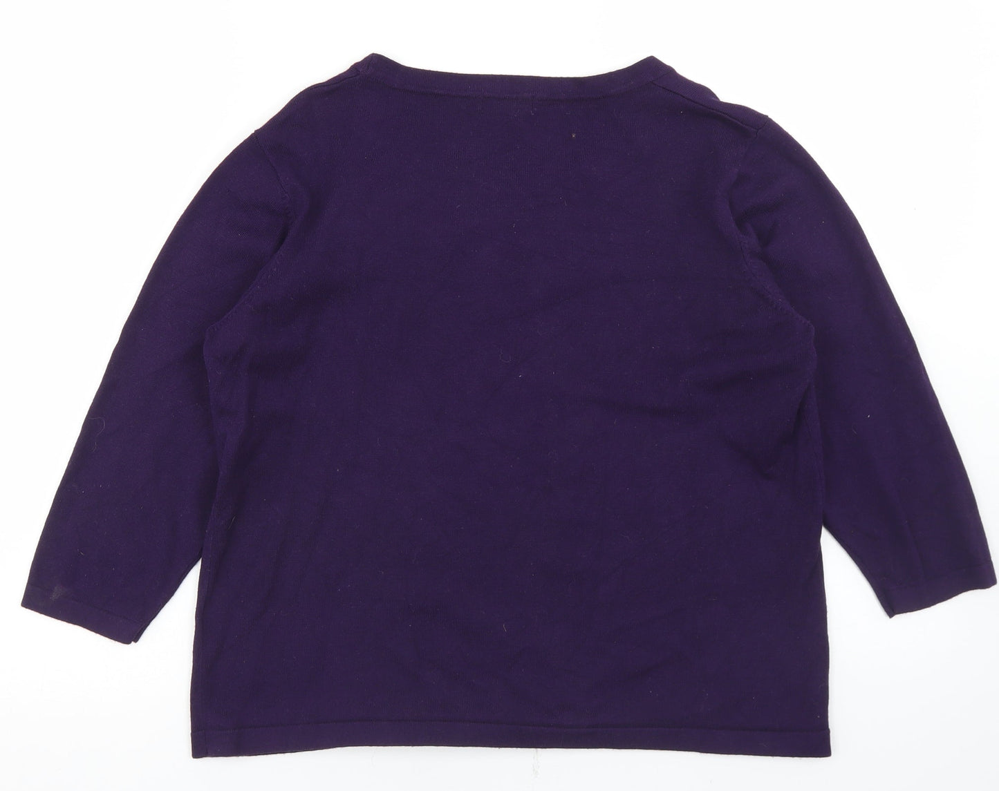 BM Womens Purple Round Neck  Viscose Pullover Jumper Size M