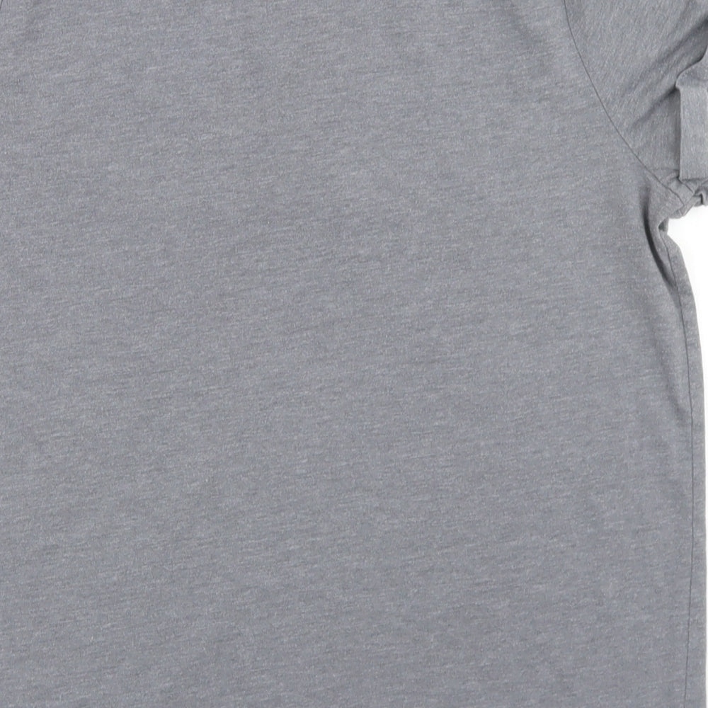 TU Womens Grey  Polyester Basic T-Shirt Size 10 Crew Neck - Be Happy