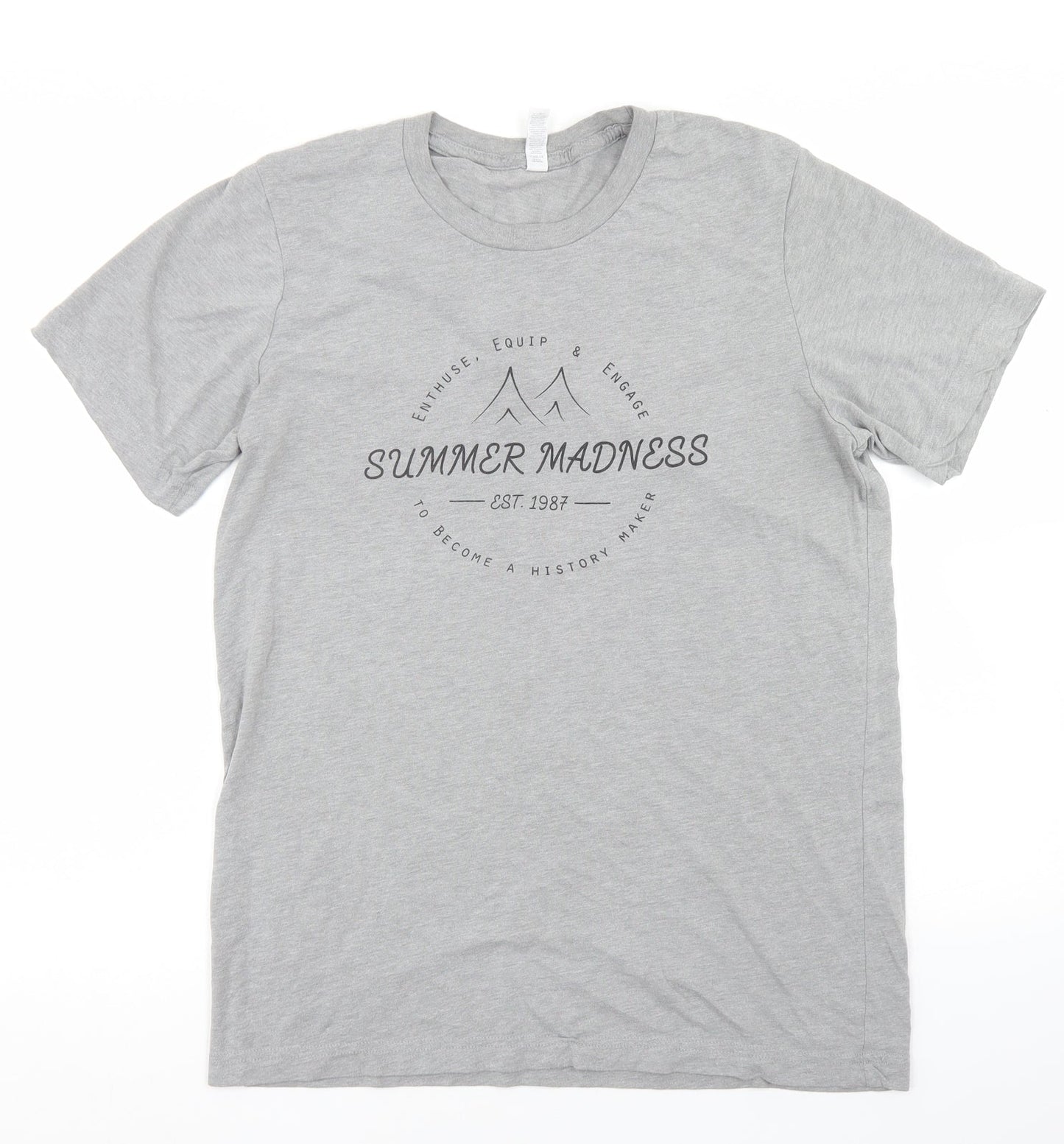 Canvas Womens Grey  Polyester Basic T-Shirt Size M Crew Neck - Summer Madness