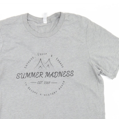 Preloved Canvas Womens Grey  Polyester Basic T-Shirt Size M Crew Neck - Summer Madness - Detail