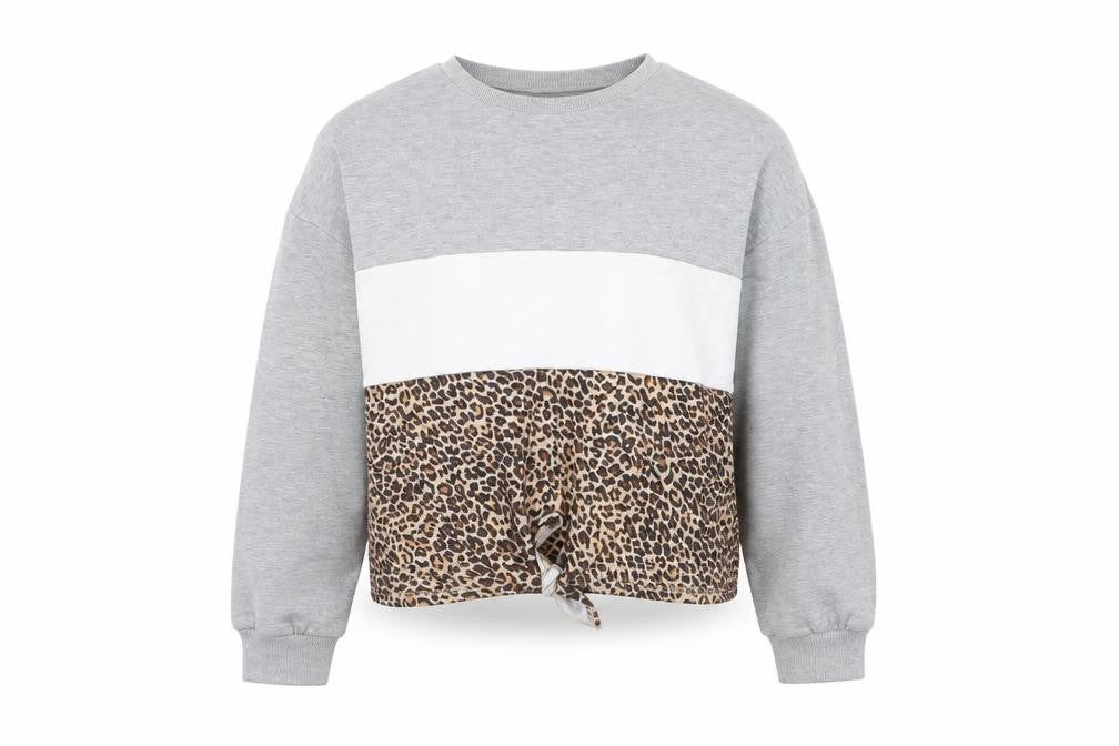 SheIn Girls Grey Animal Print Polyester Pullover Sweatshirt Size 11-12 Years  Pullover