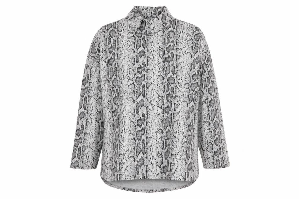 F&F Womens Grey High Neck Animal Print Polyester Pullover Jumper Size 16