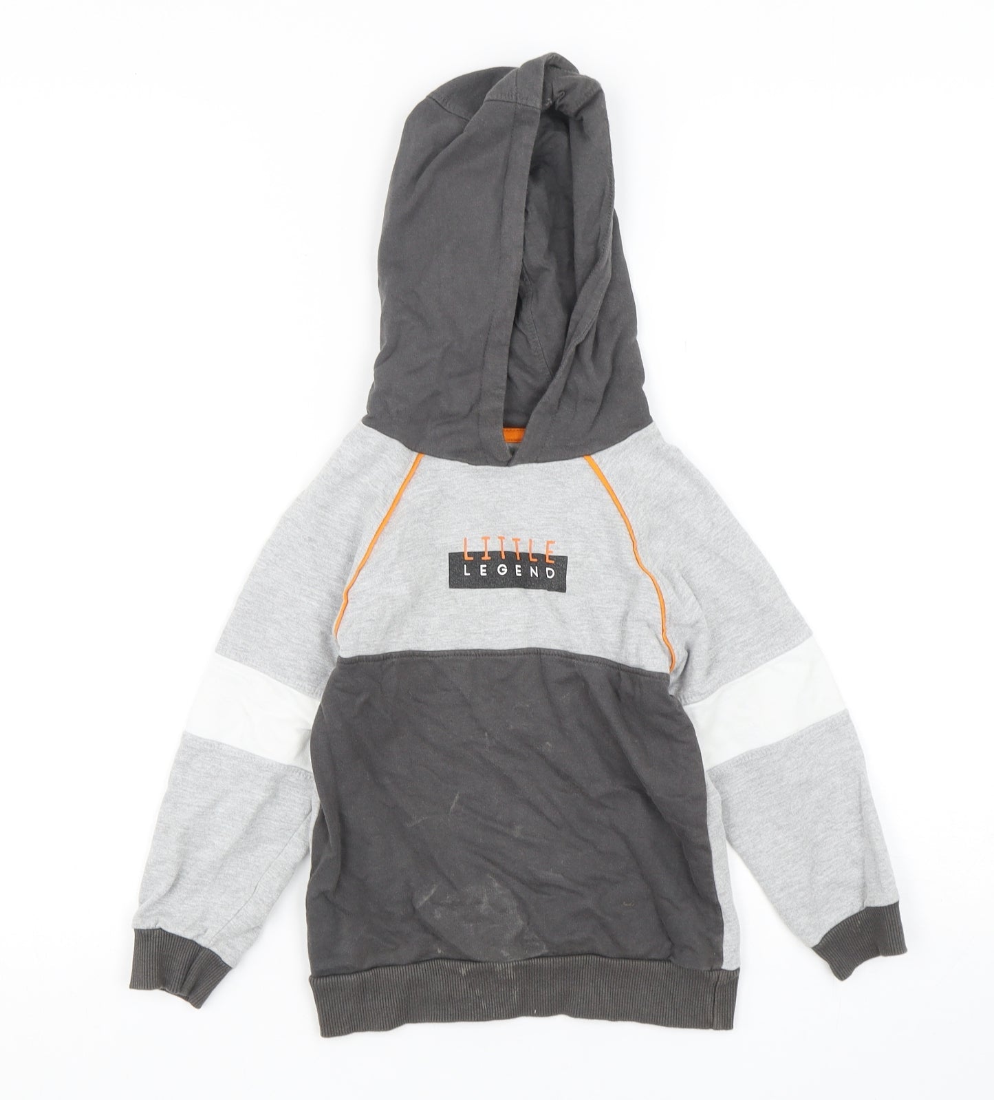 Studio Boys Grey Colourblock Cotton Pullover Hoodie Size 5-6 Years  Pullover