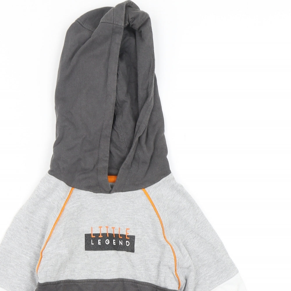 Studio Boys Grey Colourblock Cotton Pullover Hoodie Size 5-6 Years  Pullover