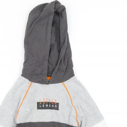 Studio Boys Grey Colourblock Cotton Pullover Hoodie Size 5-6 Years  Pullover
