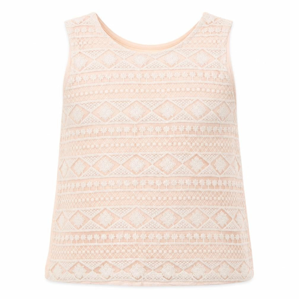 New Look Girls Pink Geometric Cotton Basic Tank Size 11 Years Round Neck Pullover