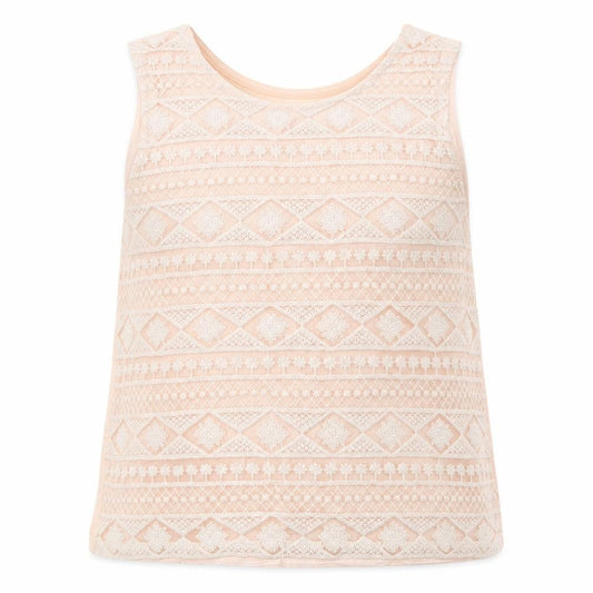 New Look Girls Pink Geometric Cotton Basic Tank Size 11 Years Round Neck Pullover