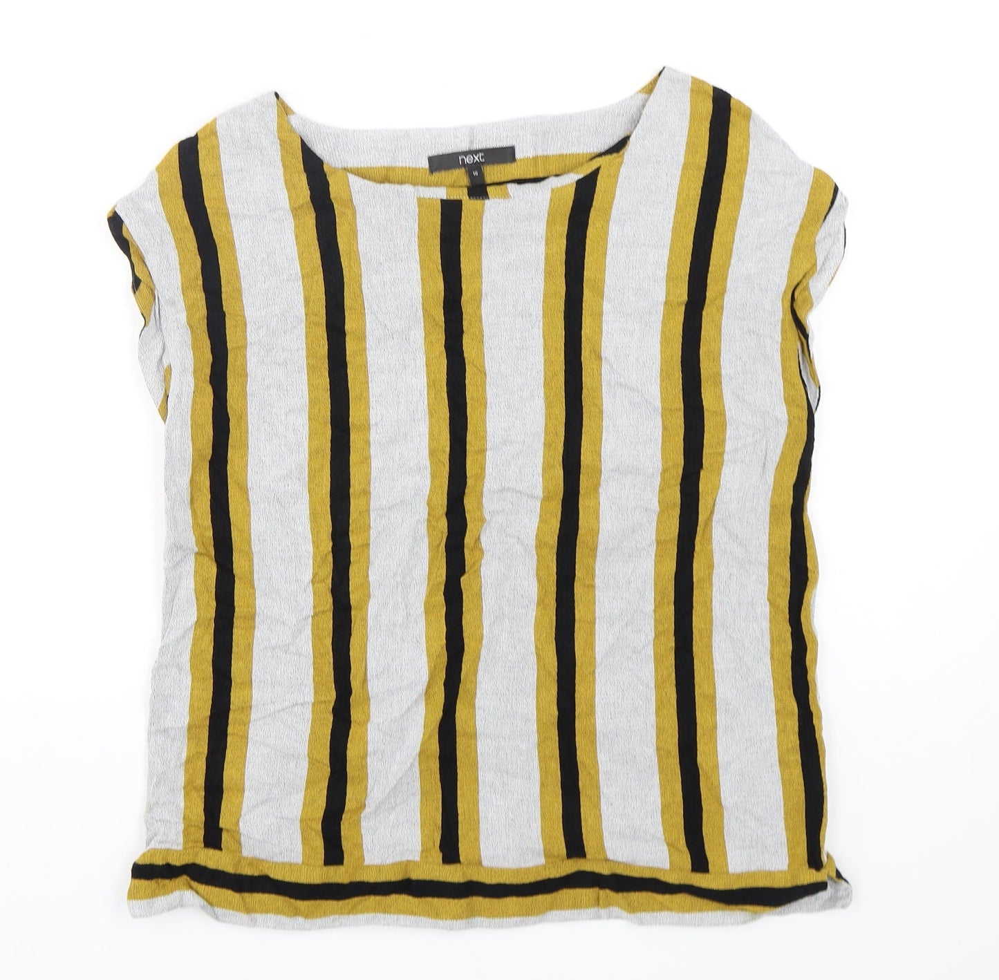 NEXT Womens Multicoloured Striped Viscose Tunic T-Shirt Size 10 Round Neck