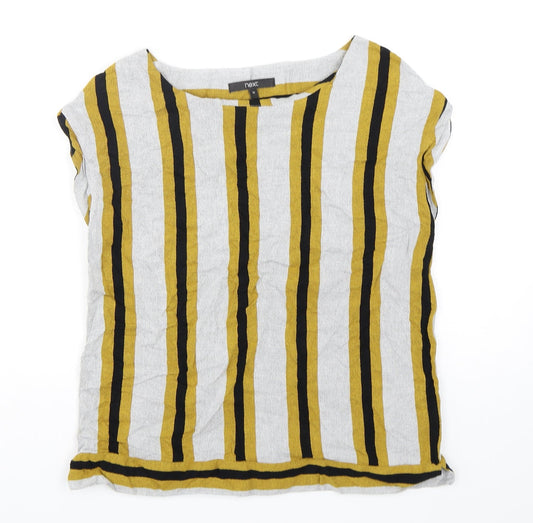 NEXT Womens Multicoloured Striped Viscose Tunic T-Shirt Size 10 Round Neck