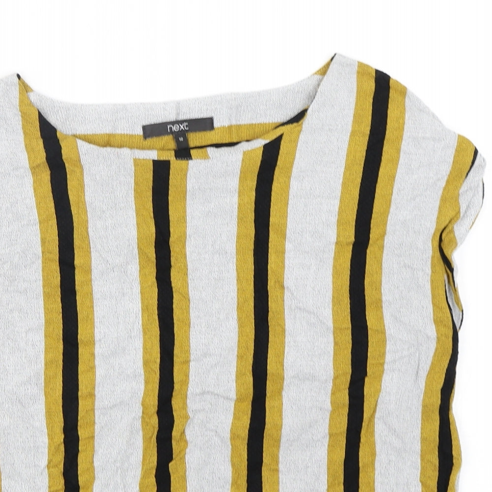 NEXT Womens Multicoloured Striped Viscose Tunic T-Shirt Size 10 Round Neck
