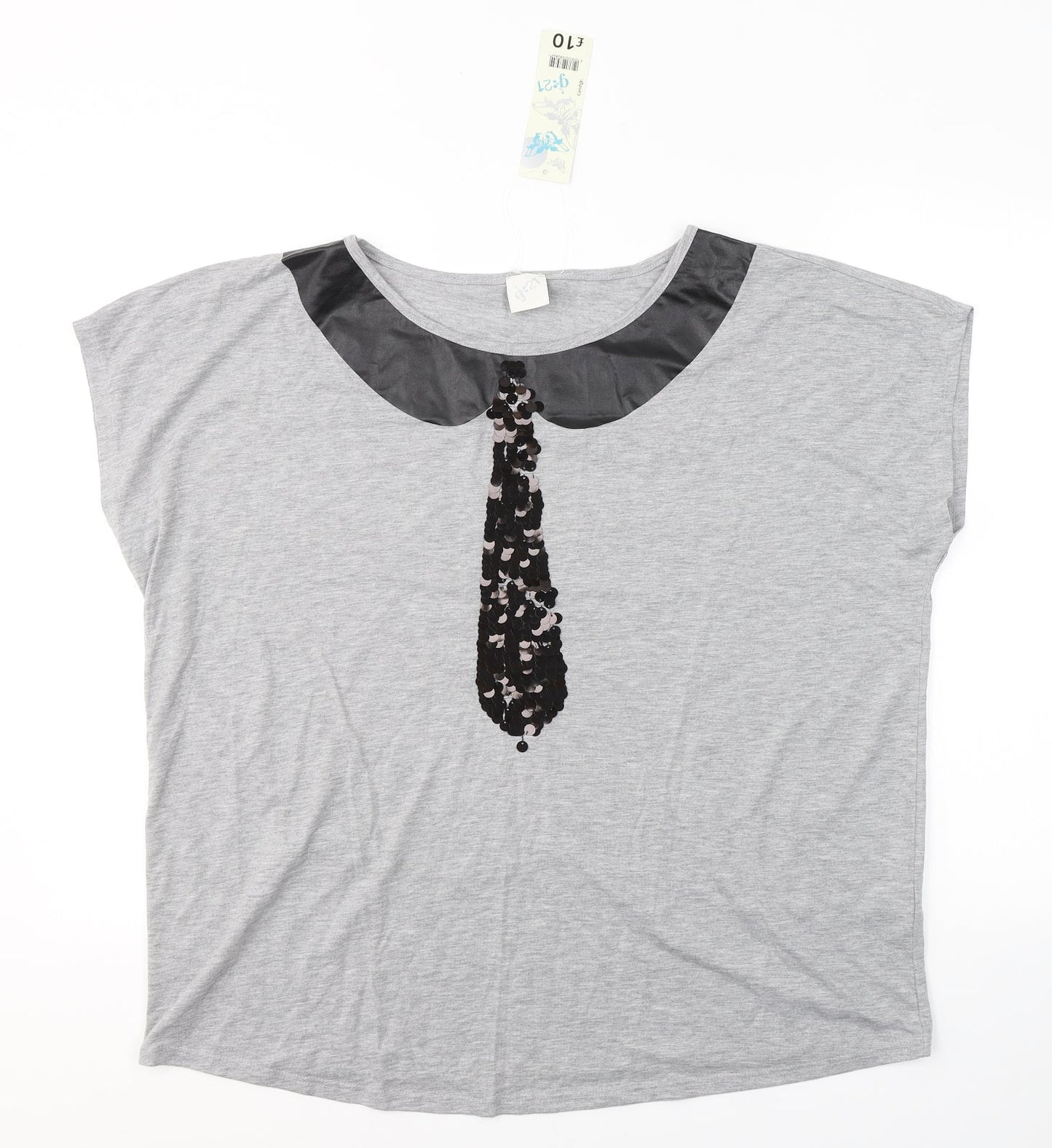 G:21 Womens Grey  Polyester Basic T-Shirt Size 20 Round Neck