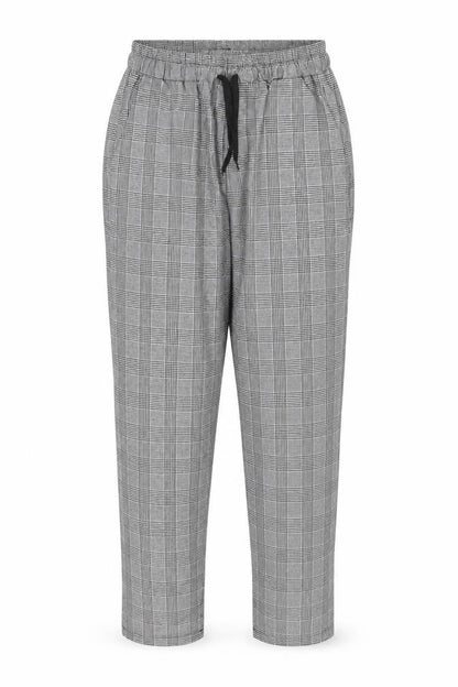 Preworn Womens Black Plaid Polyester Trousers  Size M L28 in Regular