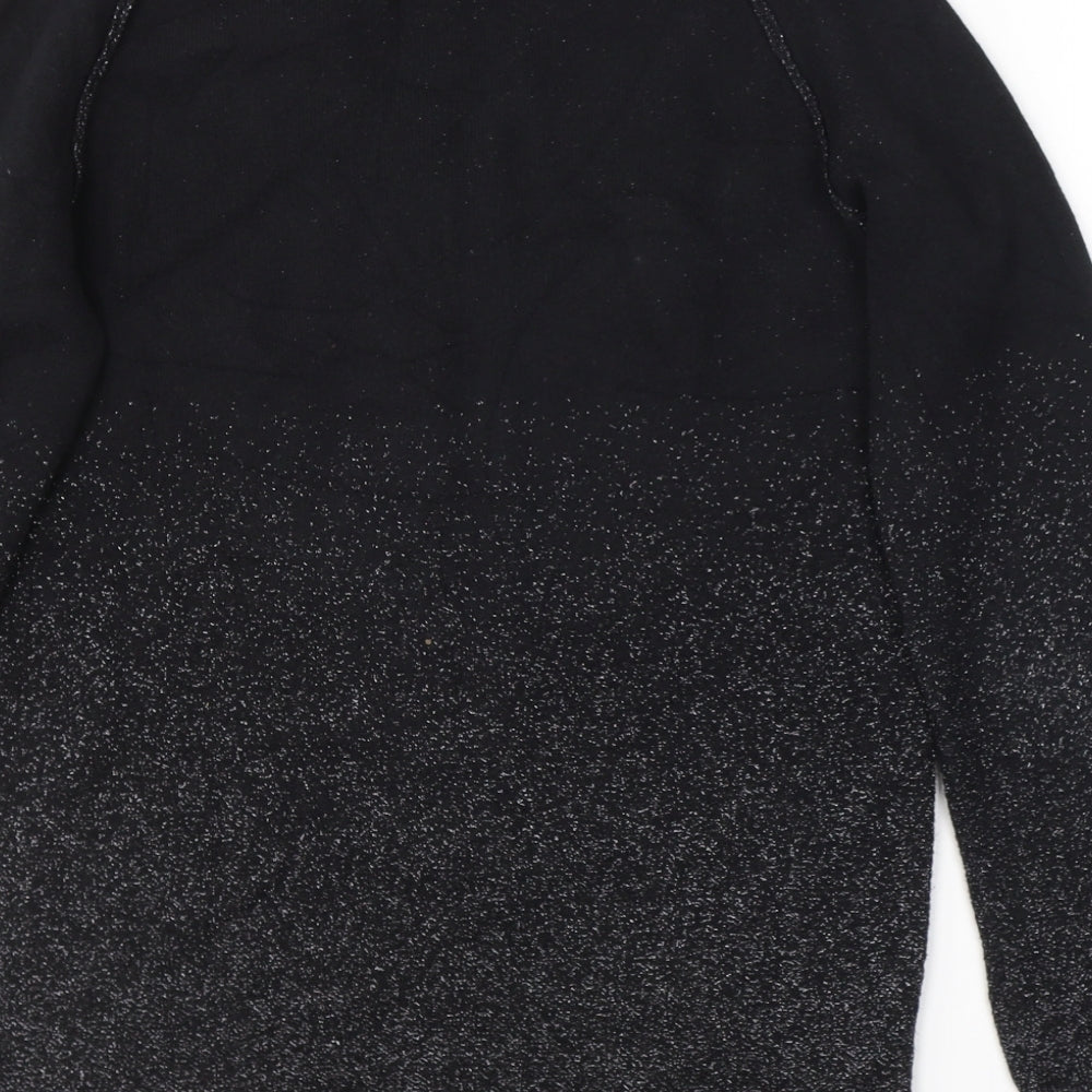 NEXT Womens Black  Cotton Basic T-Shirt Size 10 V-Neck