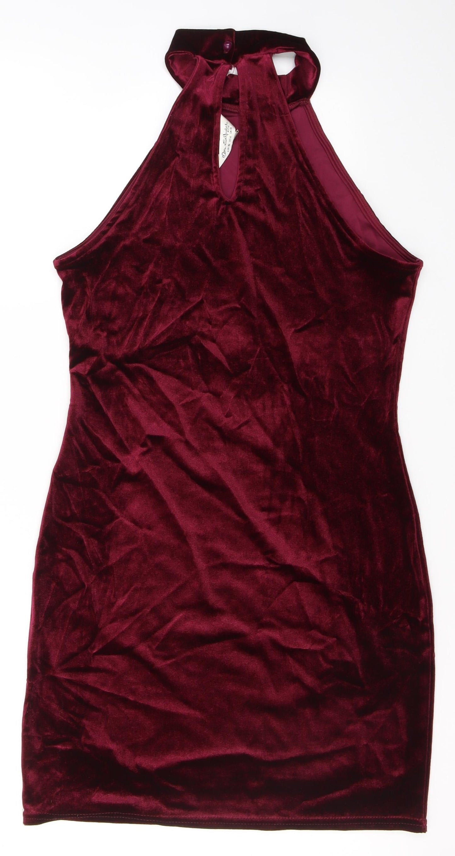 Miss Selfridge Womens Pink  Polyester Tank Dress  Size 10  Halter Button