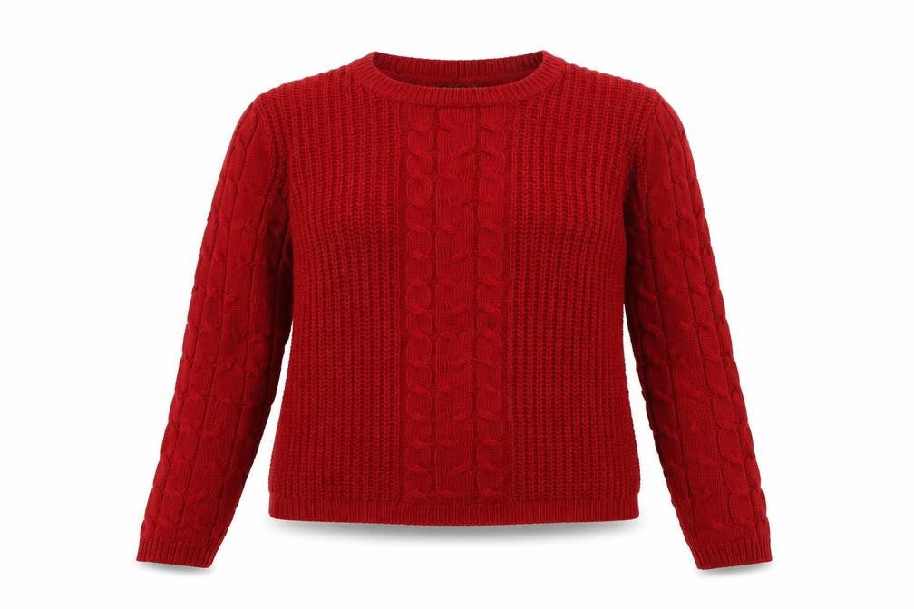 Select Womens Red Round Neck  Acrylic Pullover Jumper Size 10