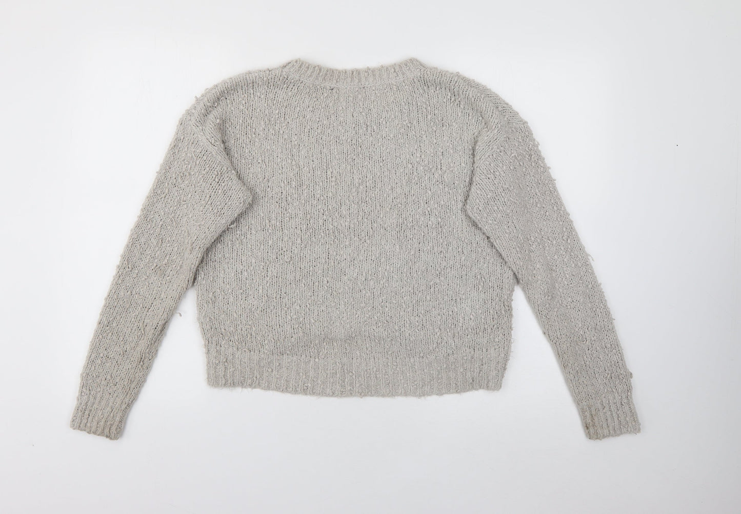 New Look Womens Grey Crew Neck  Polyester Pullover Jumper Size 12