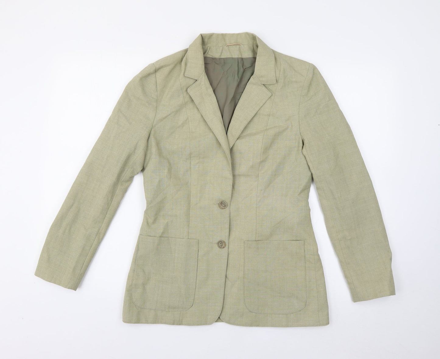 Preworn Womens Green  Polyester Jacket Blazer Size 12