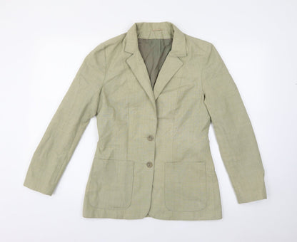 Preworn Womens Green  Polyester Jacket Blazer Size 12