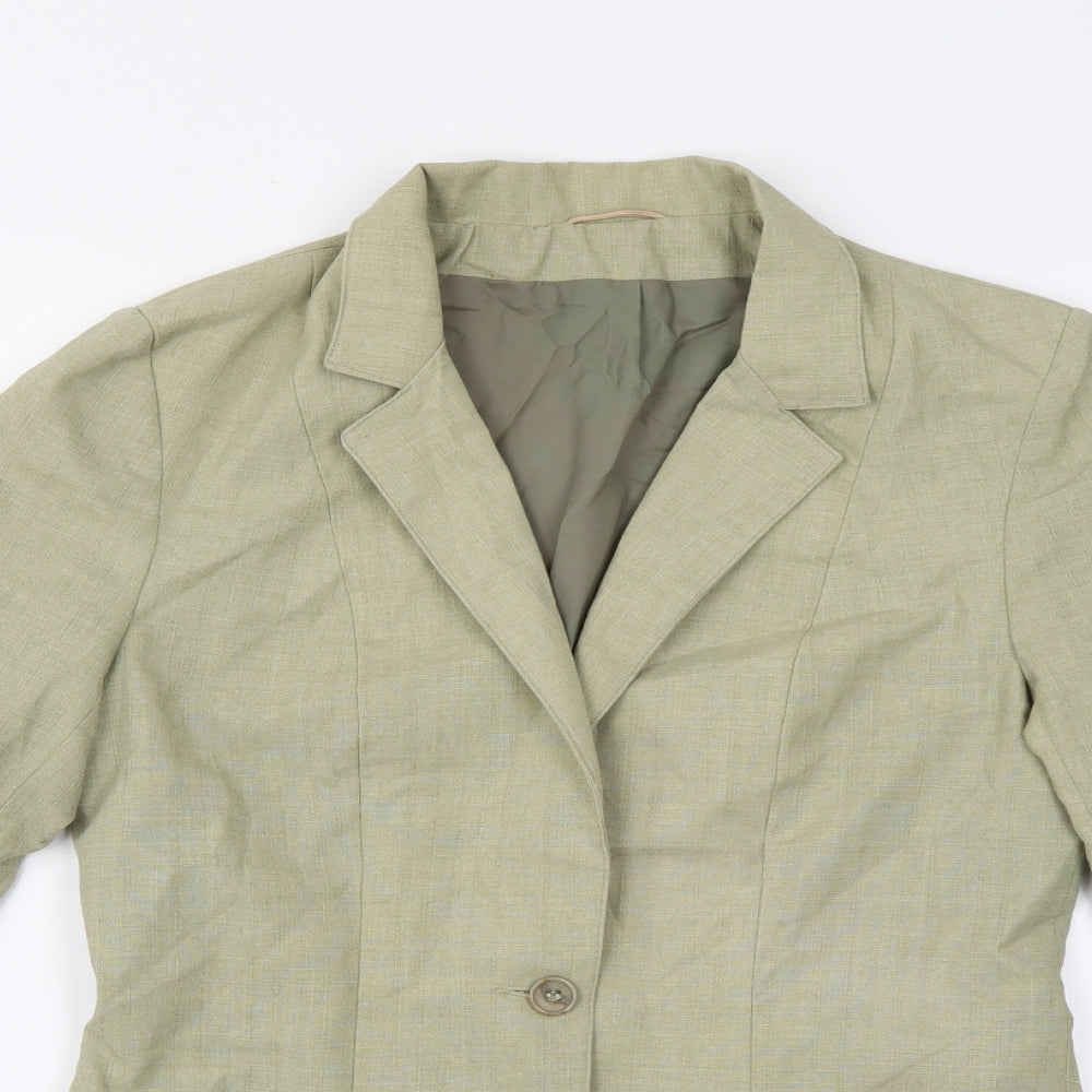 Preworn Womens Green  Polyester Jacket Blazer Size 12