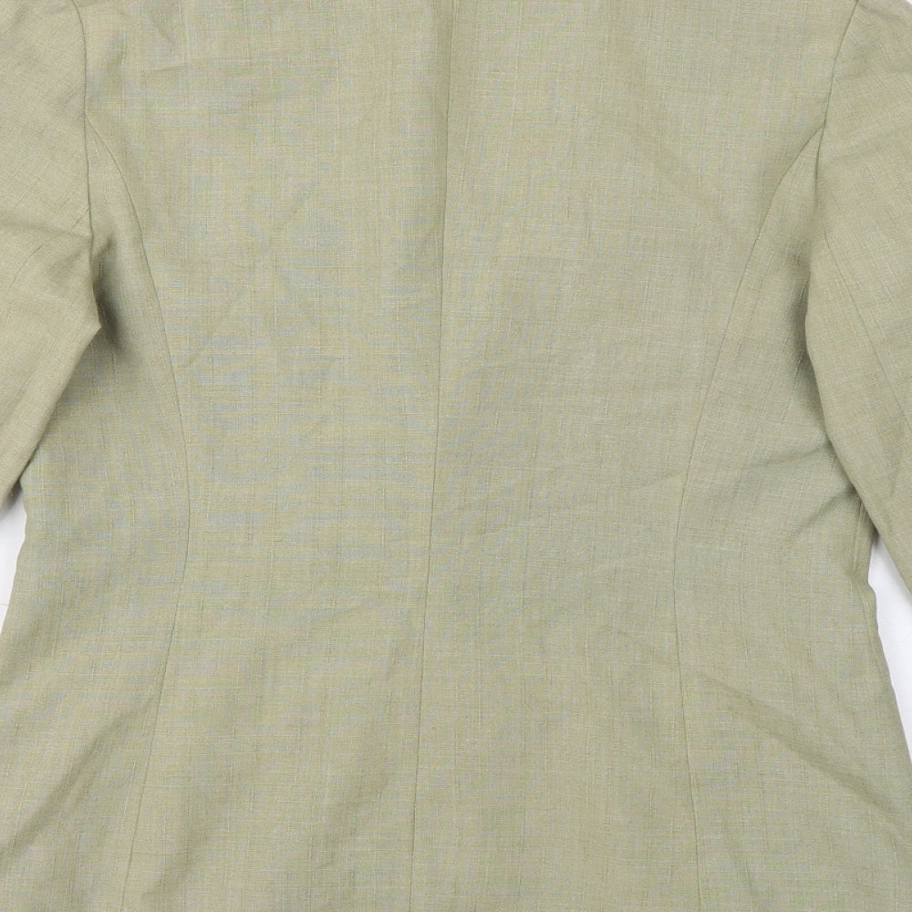 Preworn Womens Green  Polyester Jacket Blazer Size 12