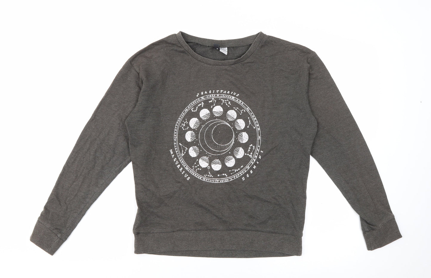H&M Womens Grey Crew Neck  Cotton Pullover Jumper Size S