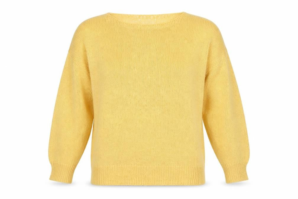 Gallery Womens Yellow Round Neck  Cotton Pullover Jumper Size L