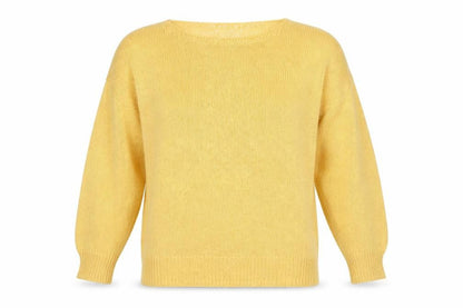 Gallery Womens Yellow Round Neck  Cotton Pullover Jumper Size L