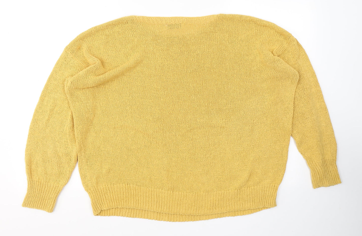 Gallery Womens Yellow Round Neck  Cotton Pullover Jumper Size L