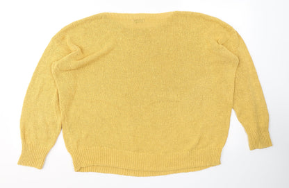 Gallery Womens Yellow Round Neck  Cotton Pullover Jumper Size L