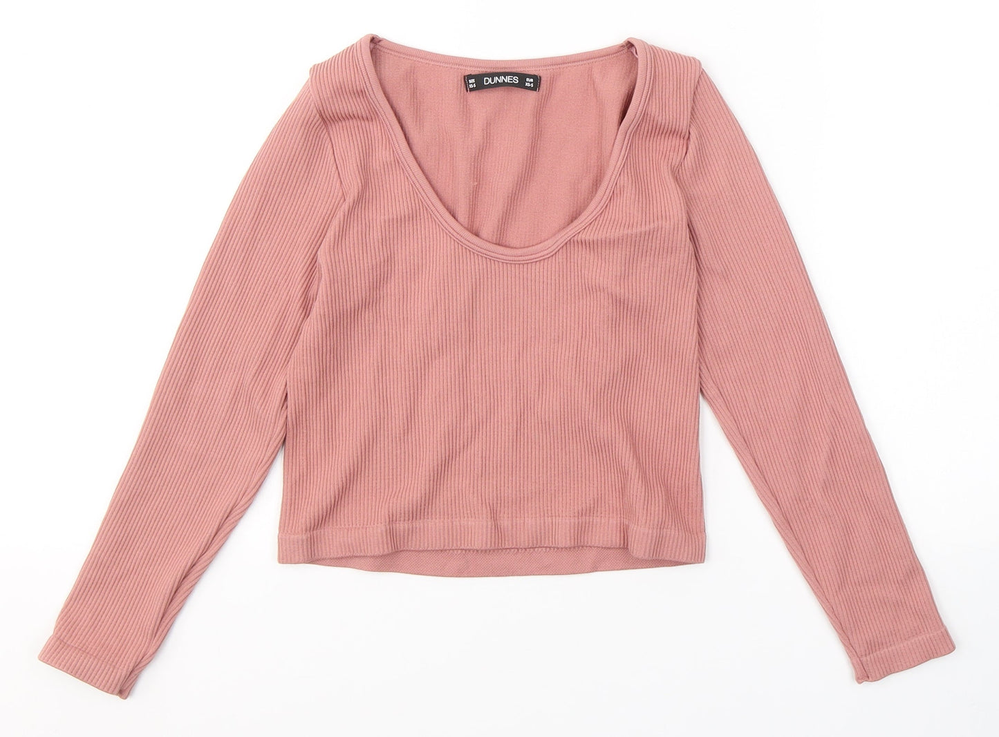 Dunnes Stores Womens Pink  Nylon Jersey Casual Size XS Round Neck Pullover