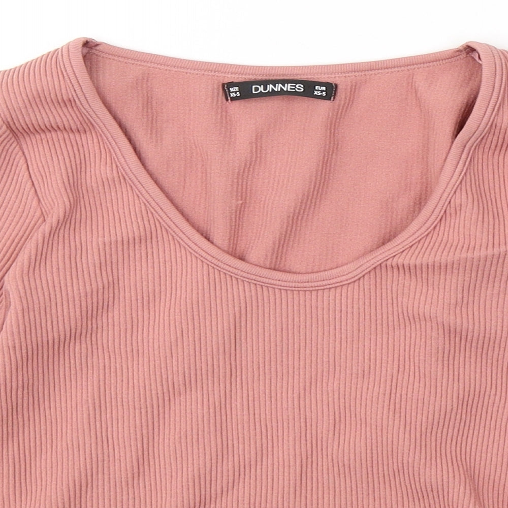 Dunnes Stores Womens Pink  Nylon Jersey Casual Size XS Round Neck Pullover