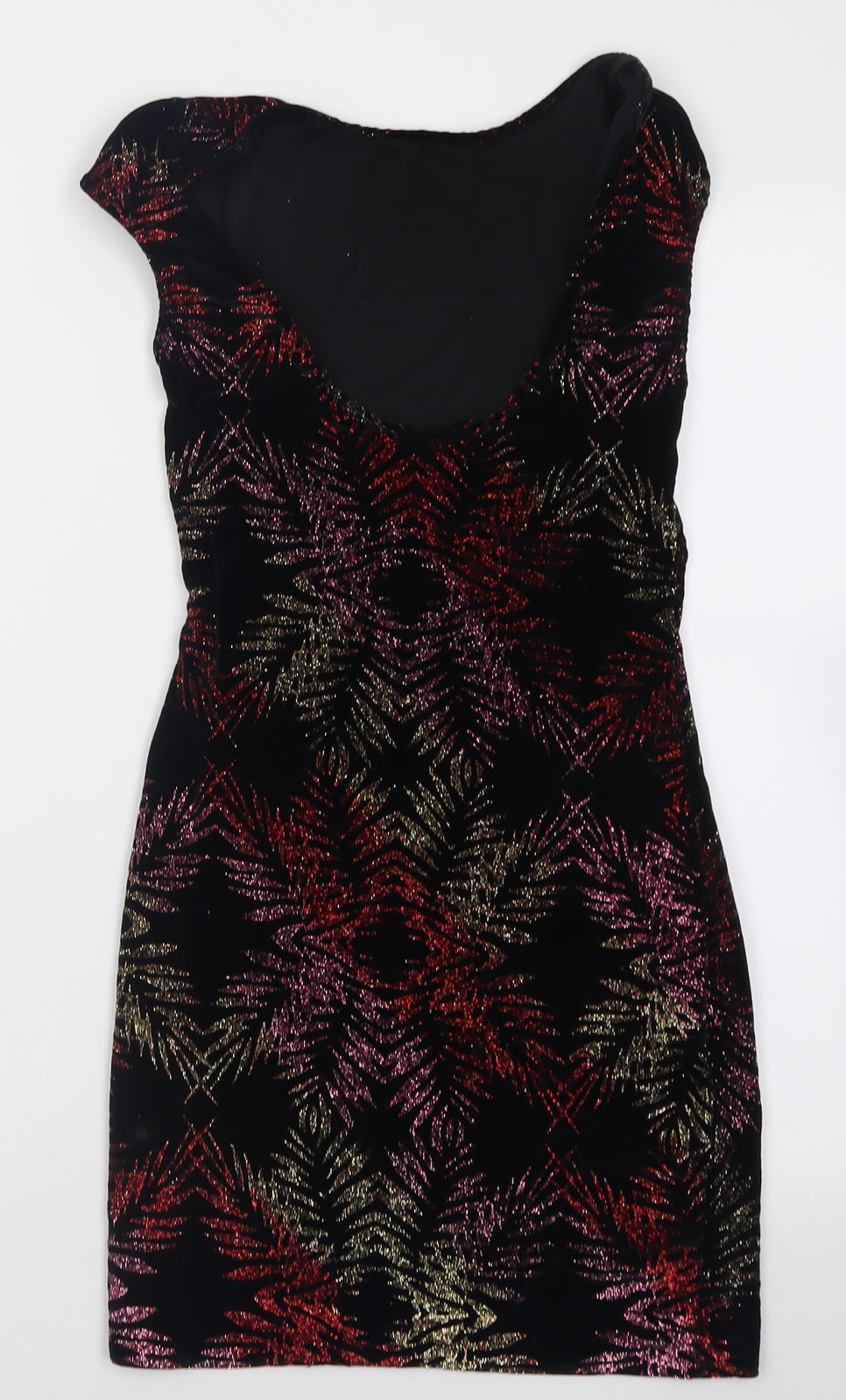Topshop Womens Black  Polyester A-Line  Size 6  Boat Neck Pullover - Open back