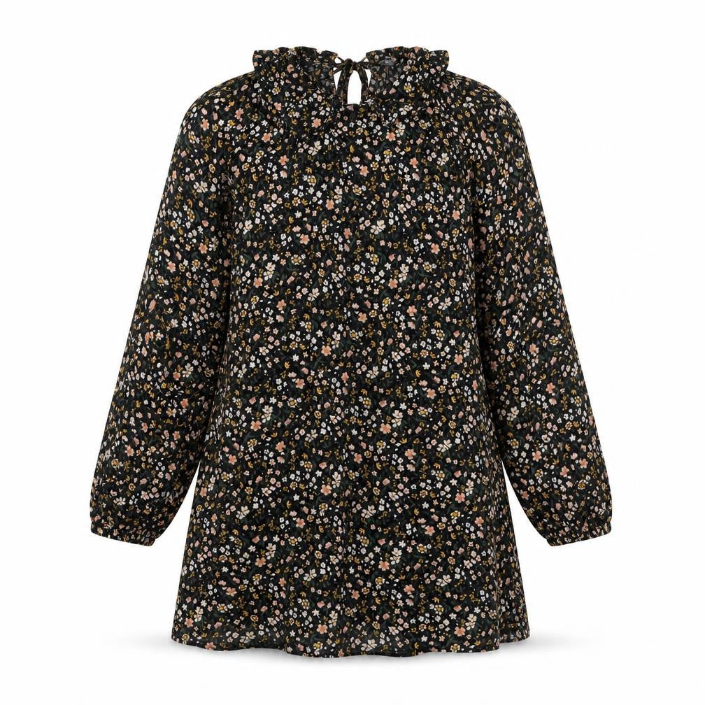 prmark Womens Black Floral Viscose A-Line  Size 10  Collared Tie