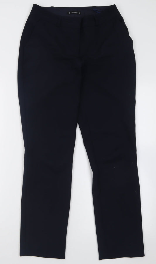 Dunnes Stores Womens Blue  Polyester Trousers  Size 8 L28 in Regular Hook & Eye