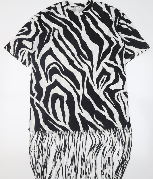 monkl Womens White Animal Print Cotton T-Shirt Dress  Size S  Crew Neck Pullover