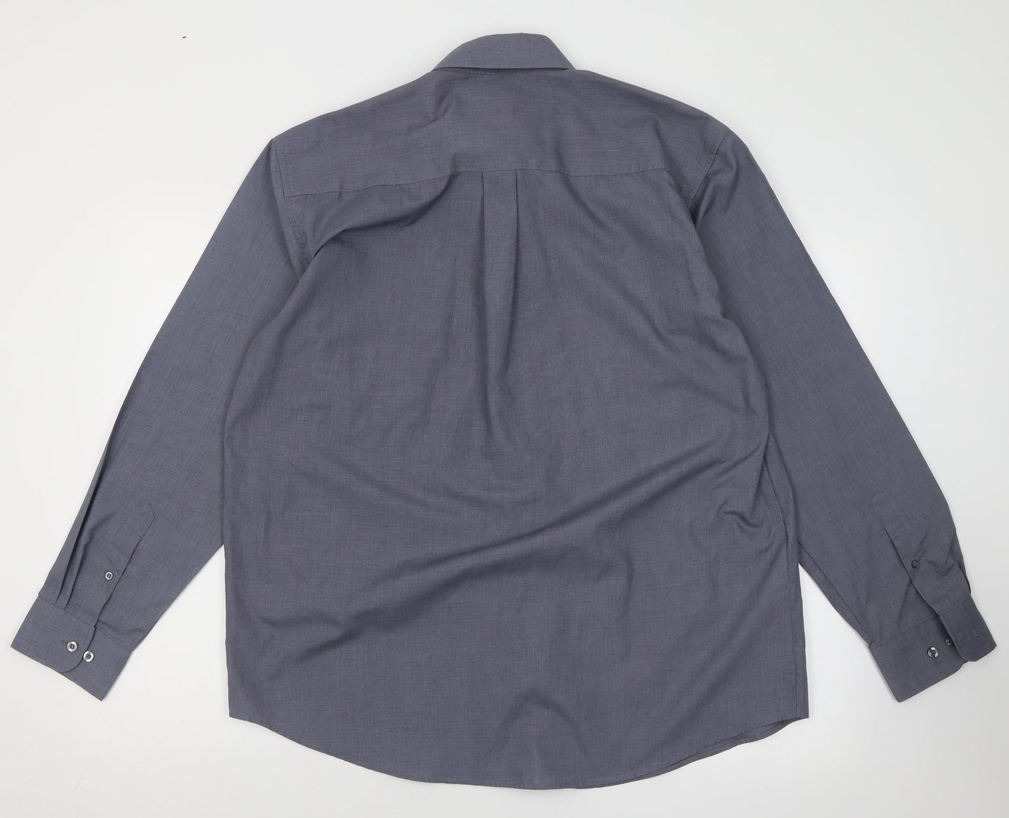 M2M Mens Grey  Polyester  Button-Up Size L Collared Button