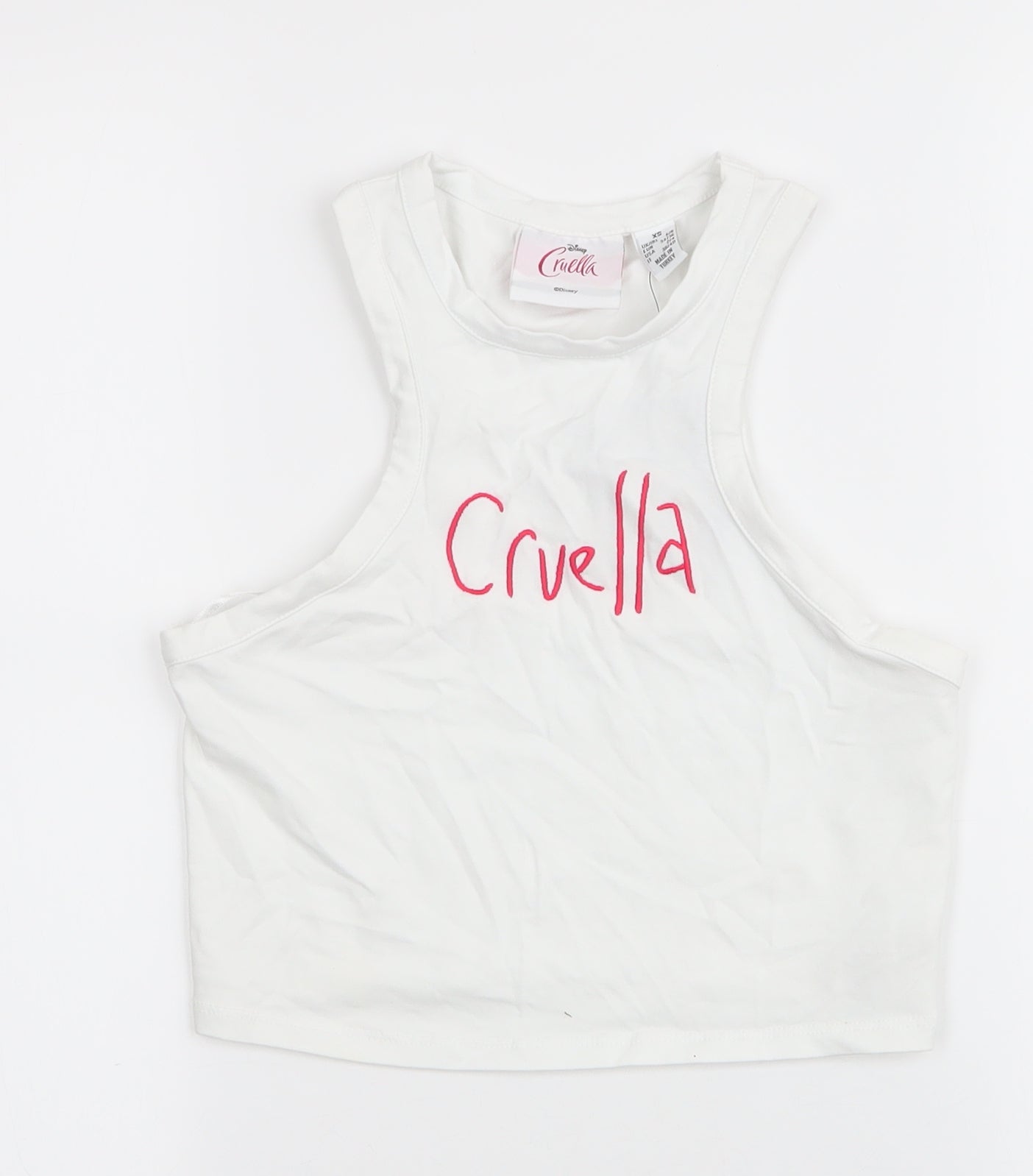 Disney Womens White  Cotton Cropped Tank Size XS Round Neck - Cruella