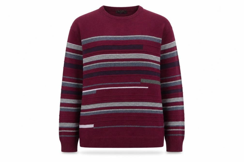 Dunnes Stores Womens Red Round Neck Striped Cotton Pullover Jumper Size L