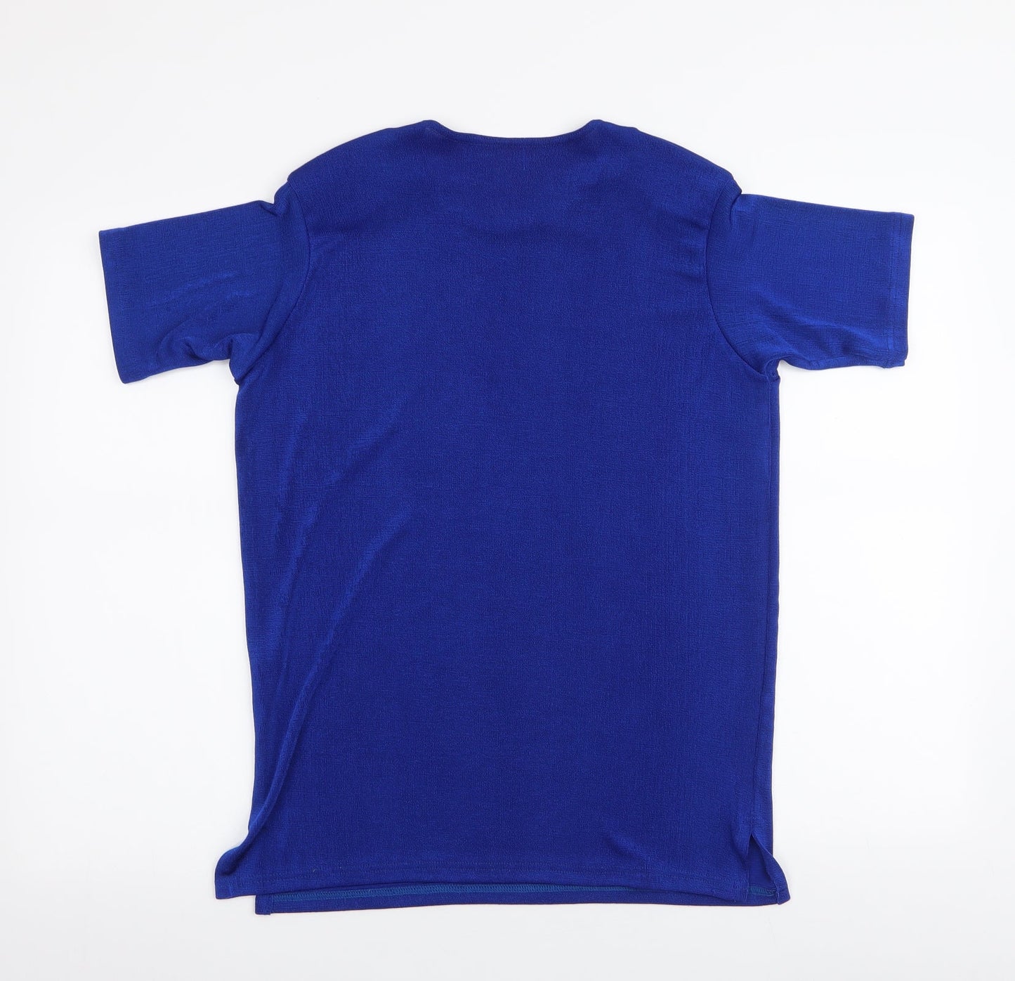 Preworn Womens Blue Polka Dot Polyester Basic T-Shirt Size S Round Neck