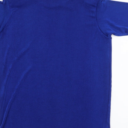 Preloved Preworn Womens Blue Polka Dot Polyester Basic T-Shirt Size S Round Neck - Label